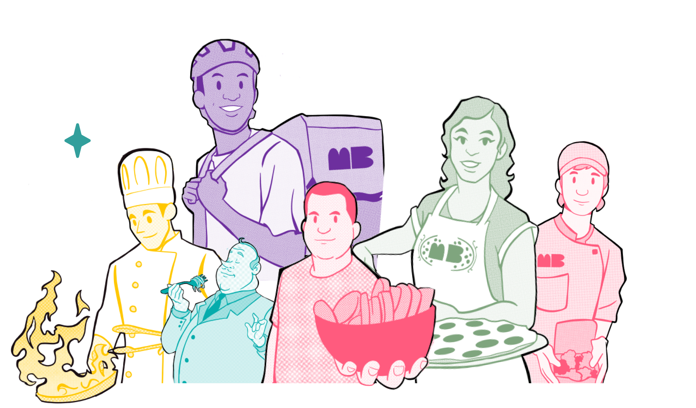 A fun party of MangiaBiz characters